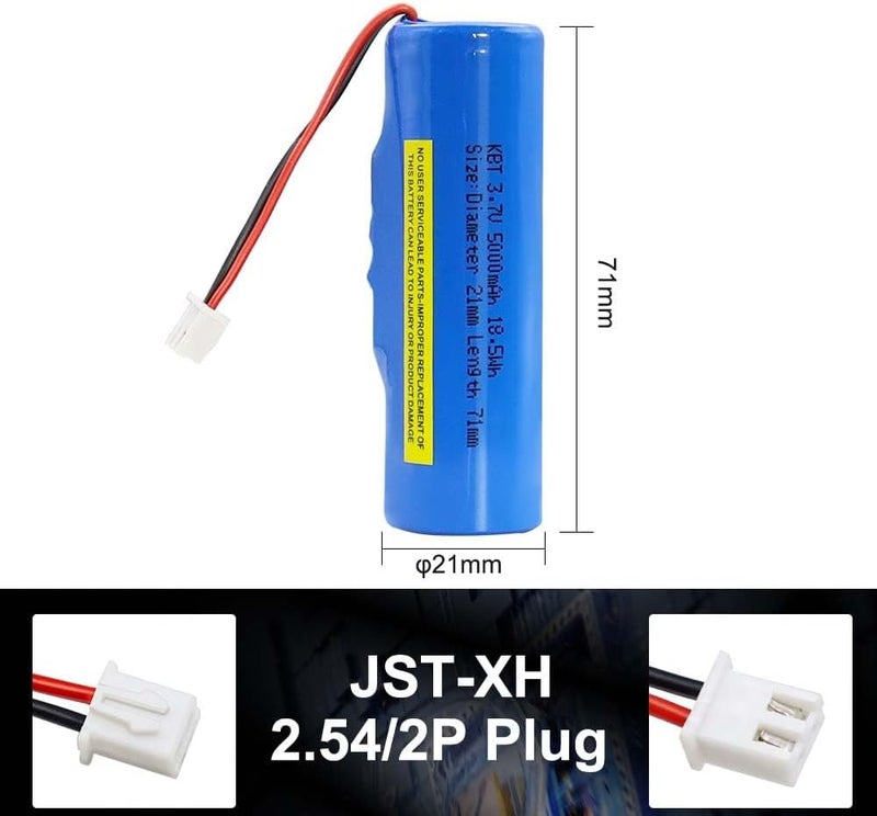 KBT KEEP BETTER TECH KBT 5000mAh Lithium Battery with White JST-XH 2.54/2P Plug, 3.7V 18.5Wh RC Toys Rechargeable Li-ion Battery for RC Car, Boat, Truck - Image 1